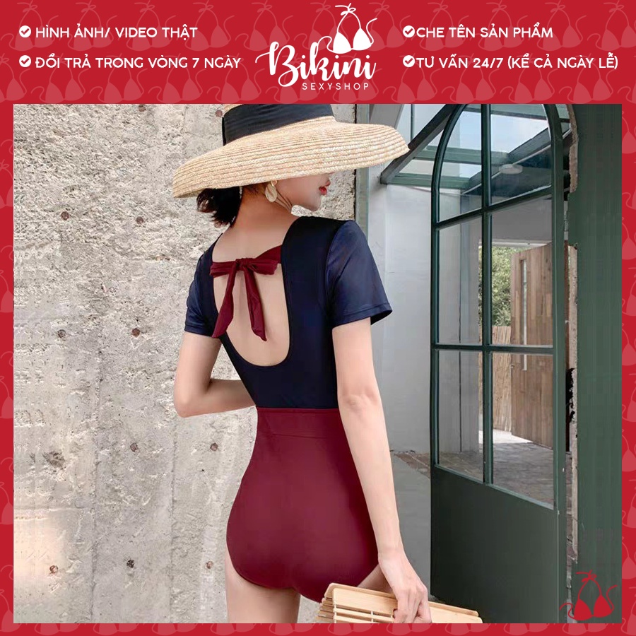 ❣️ bikini đi biển 1 mảnh liền thân khoét lưng thắt nơ sau gợi cảm BIKI02