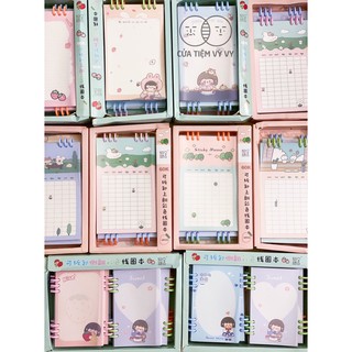 |3 mẫu| giấy ghi chú thời khoá biểu sheet in màu kẻ ô gáy lò xo binder xinh xắn đáng yêu