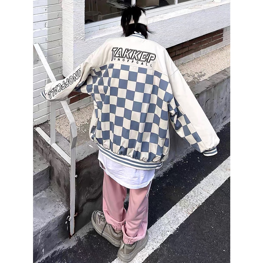 Áo Khoác Dù Nam Nữ Fom Rộng Áo Bomber Nữ In Hình Kẻ Caro Unisex Thời Trang Hót Hiện Nay.