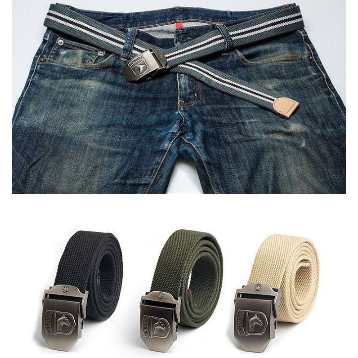 Thắt lưng Dây nịt vải bố màu lính chỉ dây rời không bao gồm mặt nịt bút nịt buckle hơn 36 màu dây bản dày 4mm