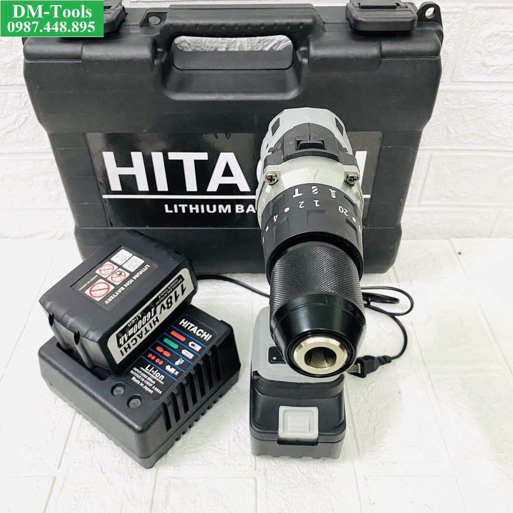 Máy Khoan Pin HITACHI 118V Động Cơ Không Chổi Than, Đầu Auto Lock 13mm,GIÁ TỐT