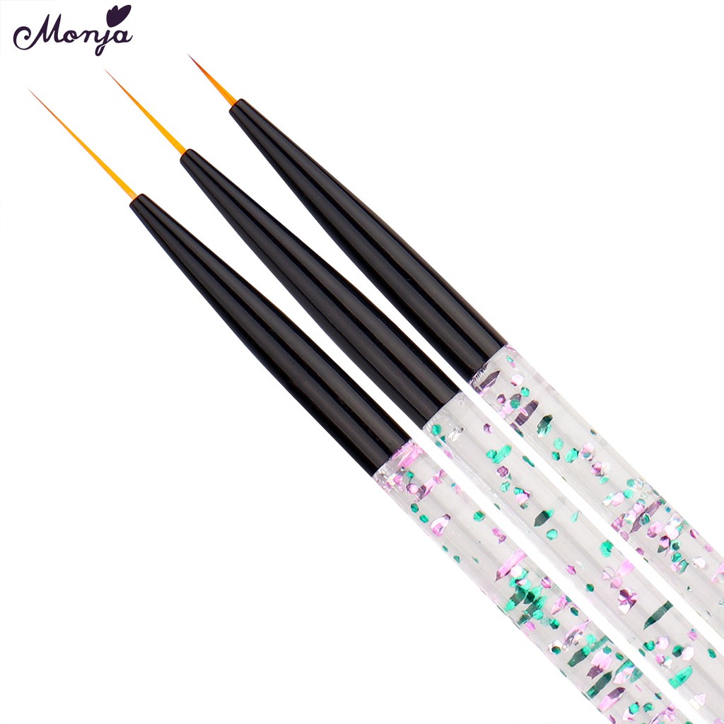 Set 3 cọ vẽ trang trí móng tay nghệ thuật MONJA acrylic tạo nét đường kẻ hoa DIY phong cách Pháp đáng yêu