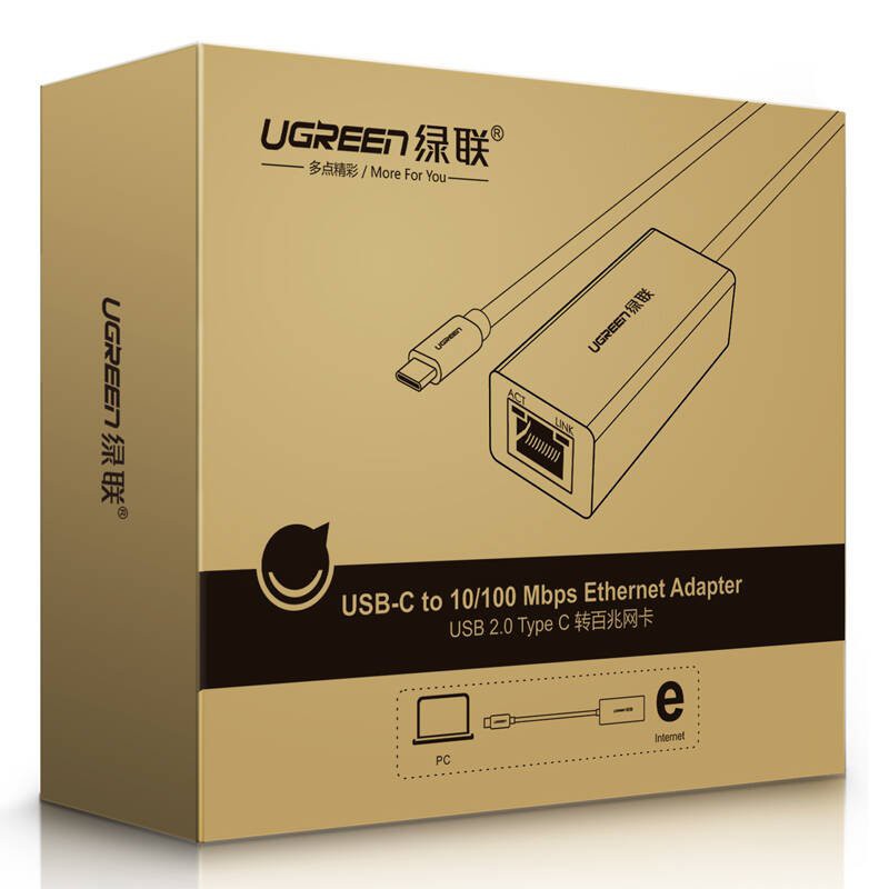 Bộ chuyển đổi USB Type C san LAN 10/100 Mbps Ethernet UGREEN 30287 (màu đen)