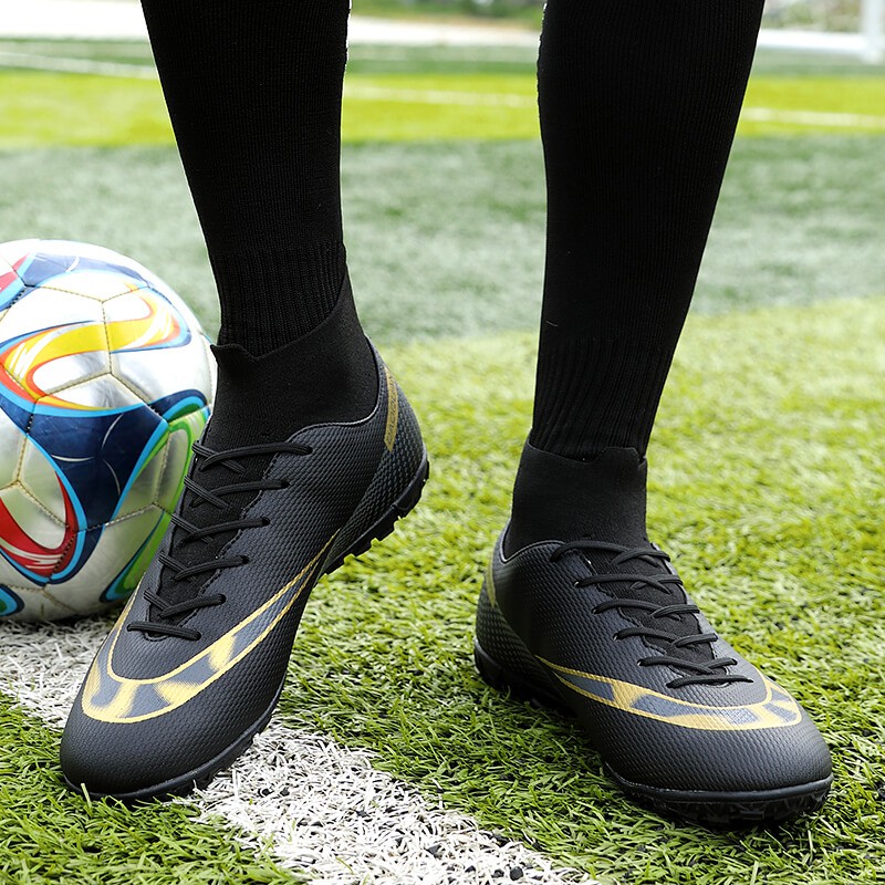 Giày đá bóng sân cỏ tự nhiên thiết kế cổ cao màu đen trắng phong cách Cr7 Mercurial Fg Tf Futsal cỡ 35-47 dành cho nam