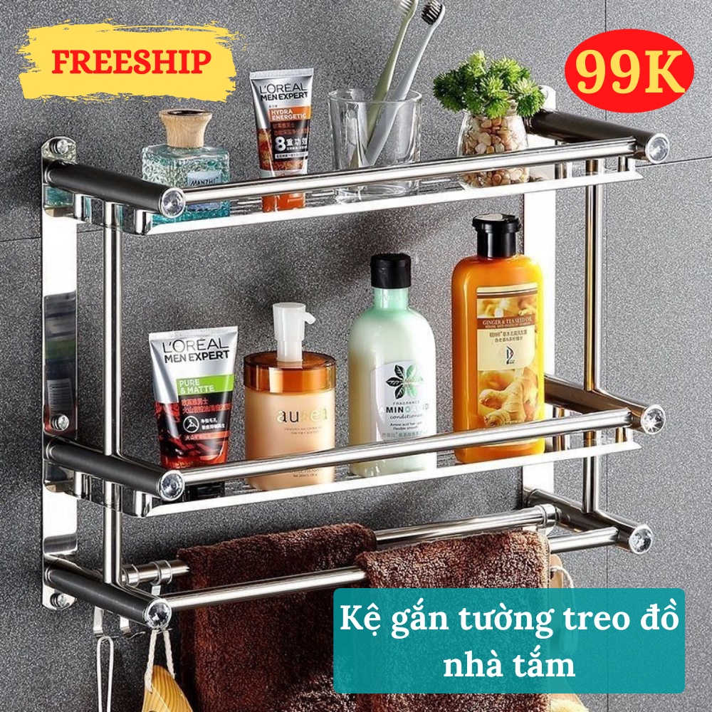 Kệ Nhà Tắm Giá Treo Đồ Gắn Tường Inox Cao Cấp Không Gỉ Chắc Chắn NANALI STORE