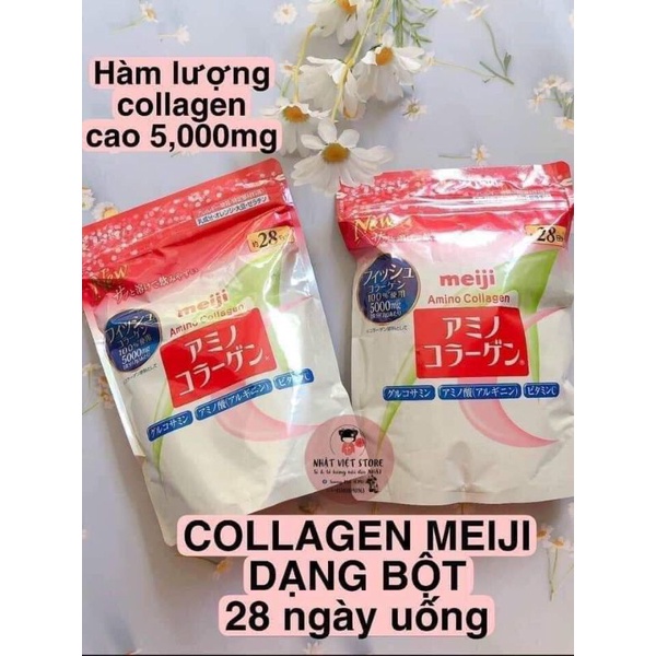Bột collagen Meiji màu hồng 214g nội địa Nhật chính hãng