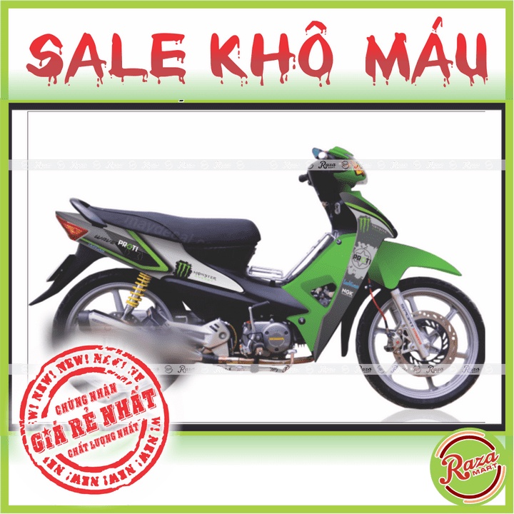 | SALE KHÔ MÁU | Tem trùm xe Wave - Decal PVC 5 Lớp Cao Cấp - Chống Thấm, Chống Phai Màu - Mã số: WAV 38