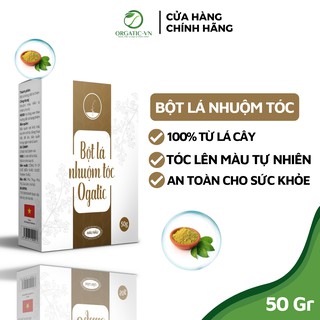 Bột Lá Nhuộm Tóc Ogatic ĐEN NHUỘM TÓC TỪ LÁ CÂY, 100% Thiên nhiên - 50Gr
