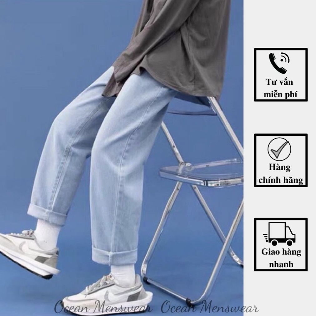 Quần bò jean nam nữ baggy jeans nam ống suông rộng dáng Unisex hàng Quảng Châu style năm 2021