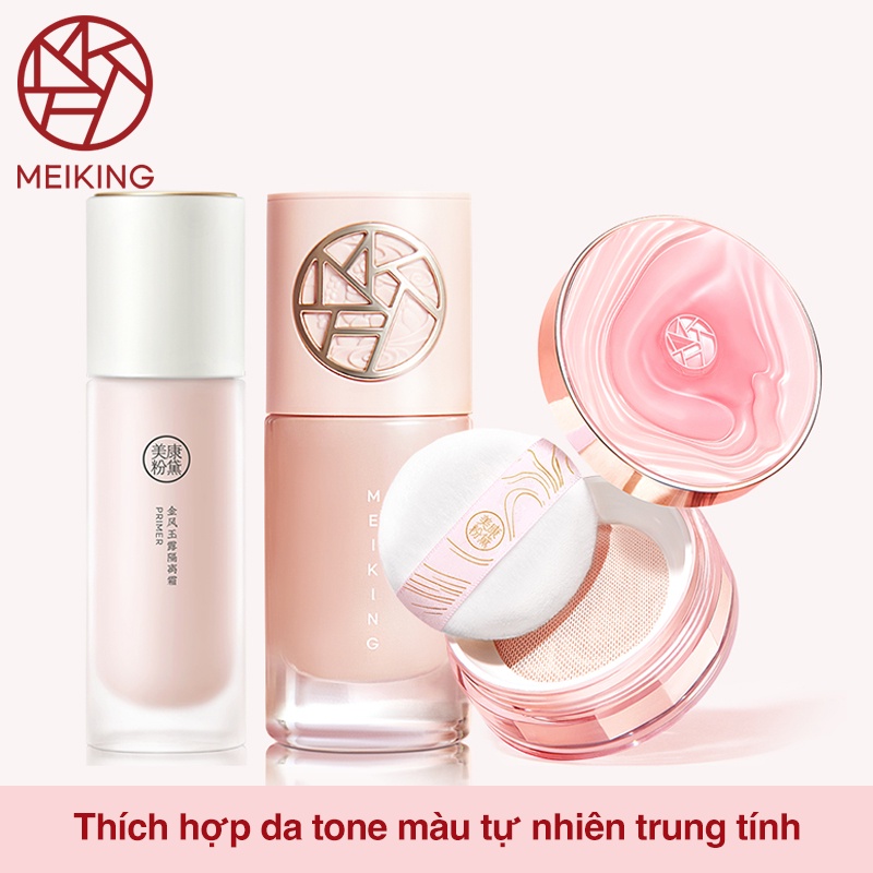 Set mỹ phẩm MEIKING gồm kem nền lỏng + phấn phủ dạng bột 600g
