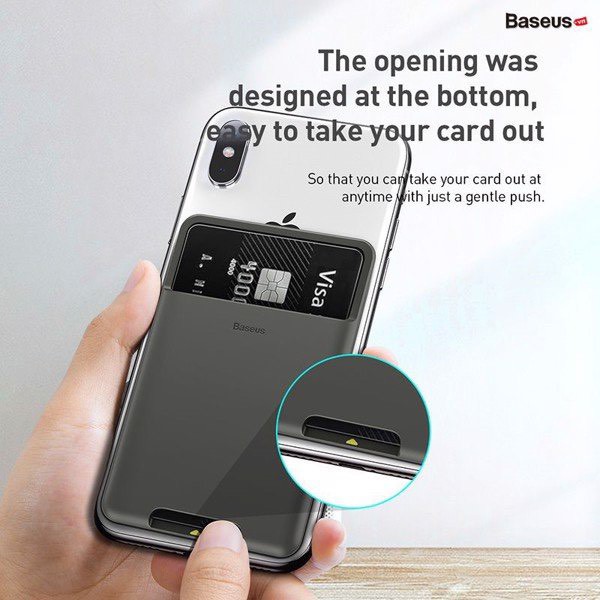 Ví Baseus đựng Thẻ ngân hàng ATM Name Card gắn lưng Điện thoại Iphone Silicon Chính hãng