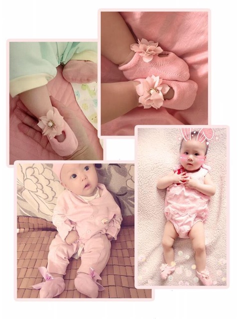 Ninikids: Set 3 tất hồng kute cho bé sơ sinh