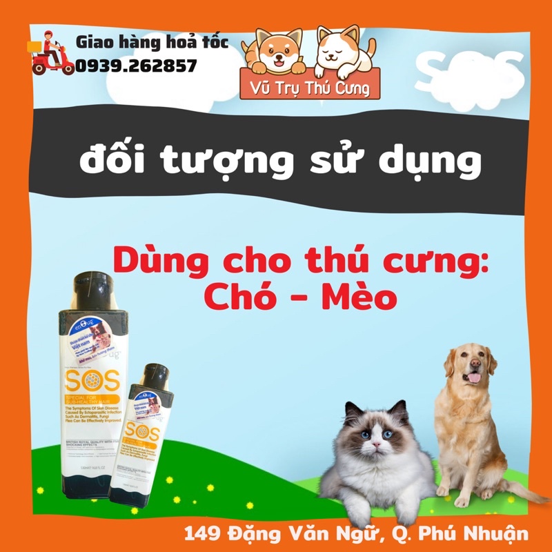 [Mã PET50K giảm Giảm 10% - Tối đa 50K đơn từ 250K] Sữa tắm SOS đen, ngừa ve rận, bọ chét cho thú cưng chó mèo 530ml