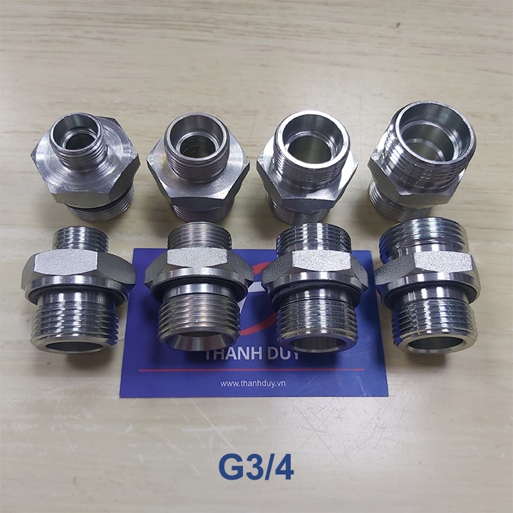Rắc co thuỷ lực thẳng G3/4 ra M18 / M22 / M26 / M30 (ren thẳng có gioăng làm kín)
