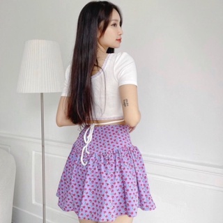 Áo Croptop Cổ Tim Viền Ren Dây Cột Eo - Chuly