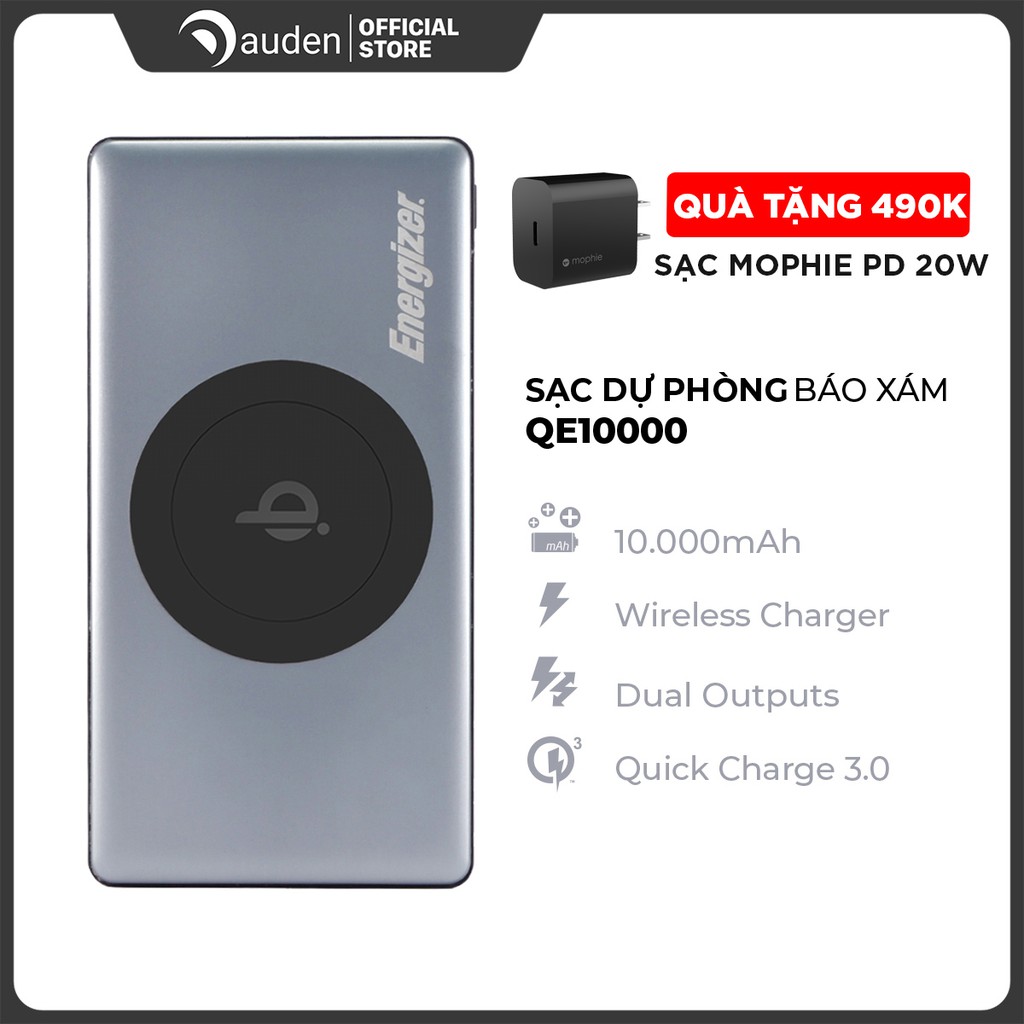 [Mã SKAMA07 giảm 8% đơn 250k]Pin Energizer BÁO XÁM 10,000mAh - QE10000GY