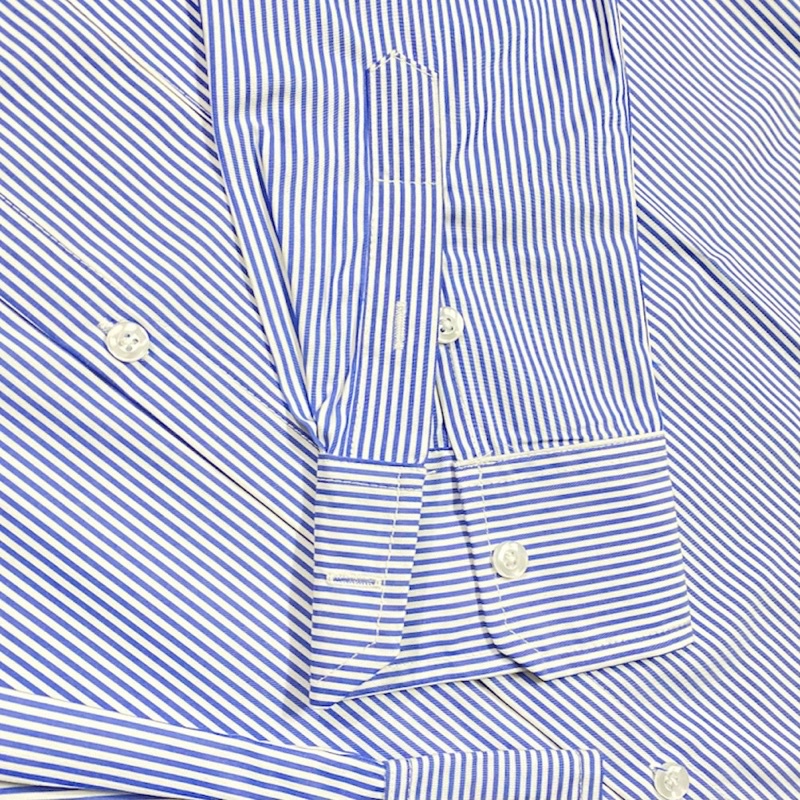 Áo sơ mi dài tay nam mẫu kẻ xanh trắng sọc tay , vải Cotton xịn, chuẩn form - Regular fit, đứng form - HALIOMAN