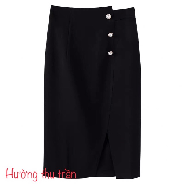 Chân Váy Bút Chì Xẻ Trước Chân Váy Dài Qua Gối Phối Cúc Trẻ Trung | BigBuy360 - bigbuy360.vn