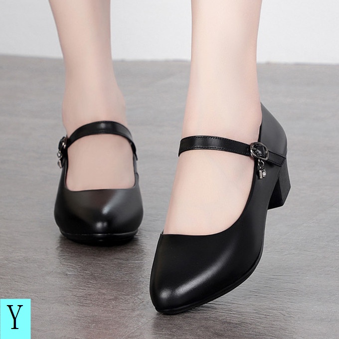 Giày Búp Bê Da Mềm Đế Bằng Cài Khóa Thiết Kế Thoải Mái Cho Nữ Trung Niên