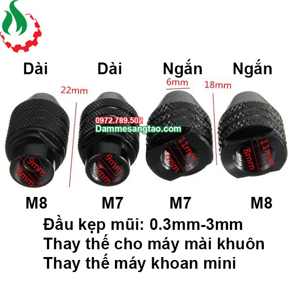 DMST Đầu kẹp mũi khoan đa năng 3 chấu lỗ ren M7 M8