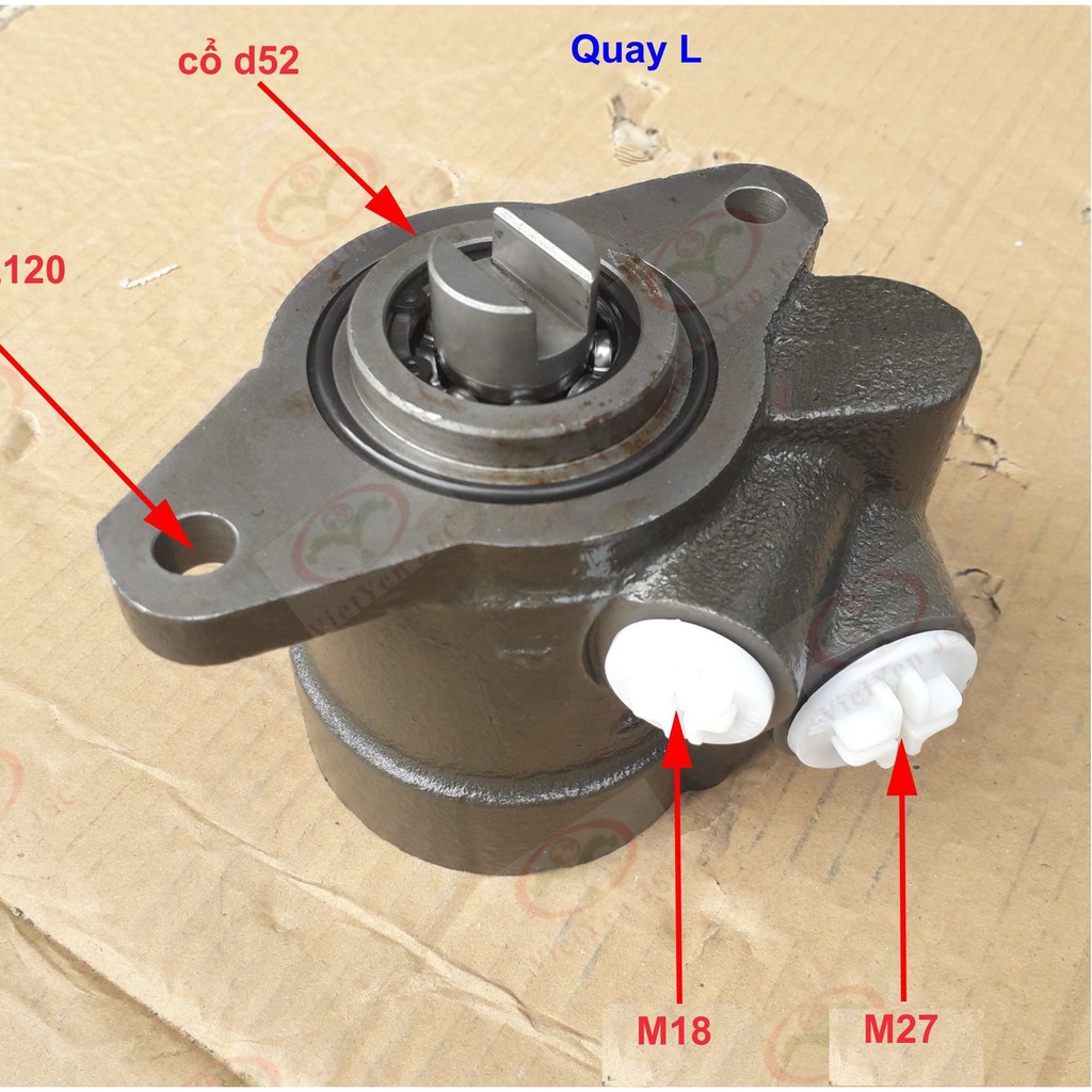 Bơm trợ lực lái - Hàng Yuchai - H. giấy YC6L (Chenglong) cá, cổ d52 , lỗ dầu M18/M27, 2 tai d11-zL120 ()