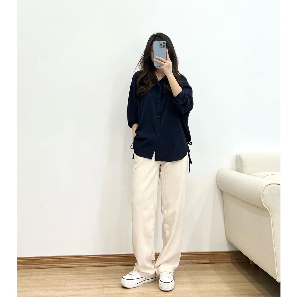 Áo sơ mi new dây buộc nơ eo Miho house