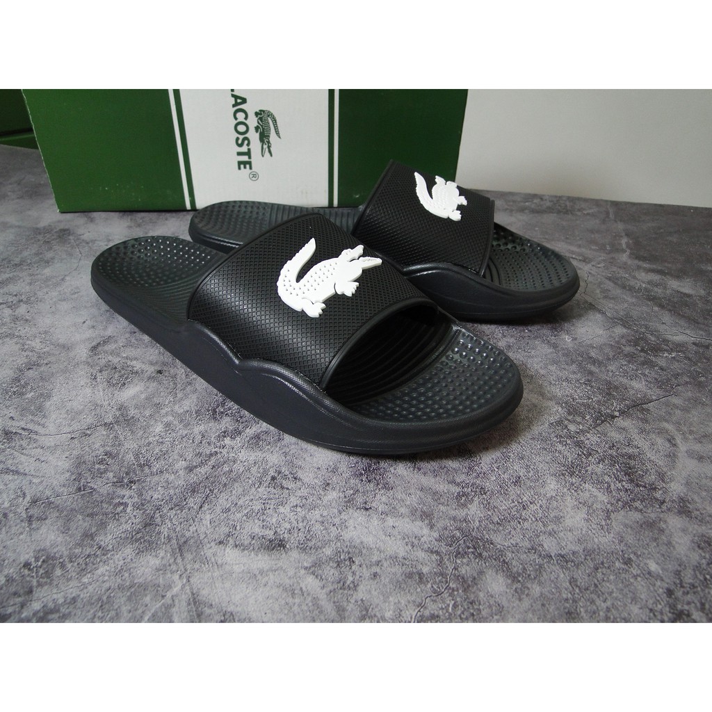 Dép Lacoste KZ xuất dư màu Đen - Rẻ vô địch - Đổi size 7 ngày