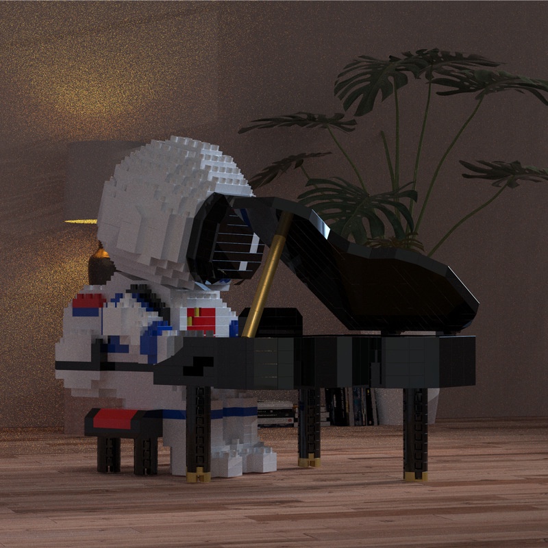 Bộ Đồ Chơi Xếp Hình 1064 Khối Hình Đàn Piano/Phi Hành Gia Giáo Dục Cho Bé