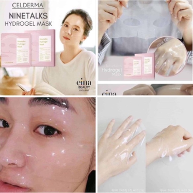 [Date 2023] Hộp 4 miếng mặt nạ thạch Celderma hồng Ninetalks Hydrogel Mask | Thế Giới Skin Care