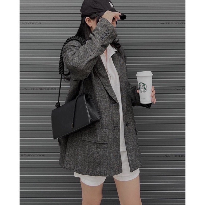 Túi da trơn dây tết phong cách