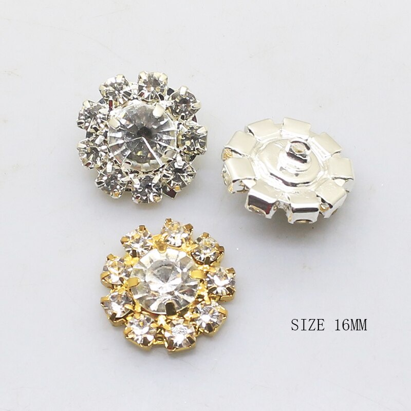 Bộ 10 cái nút tròn 16mm bằng hợp kim đính kim cương giả trang trí bó hoa