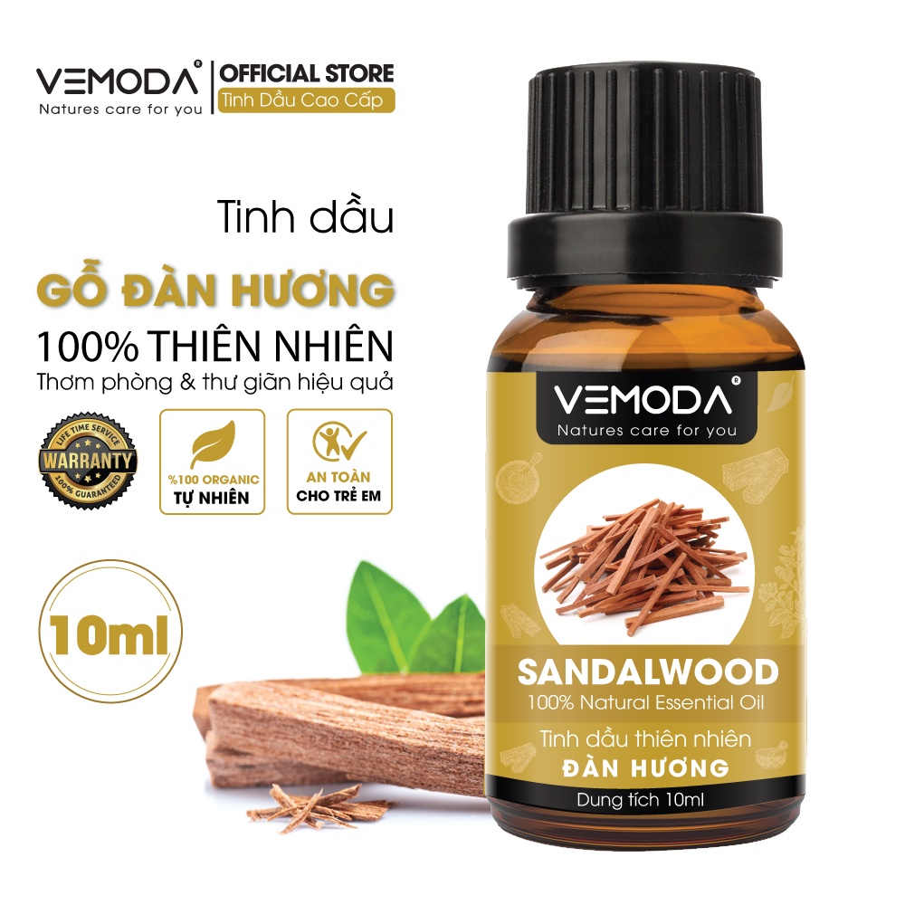 Tinh dầu Gỗ đàn hương cao cấp Vemoda 10ml giúp xông thơm phòng, khử mùi, thư giãn