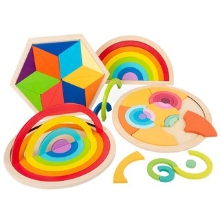 Set đồ chơi xếp hình Treeyear bằng gỗ nhiều màu vui nhộn đáng yêu dành cho bé