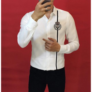 Áo sơ mi nam trắng chất kate lụa hàn quốc body
