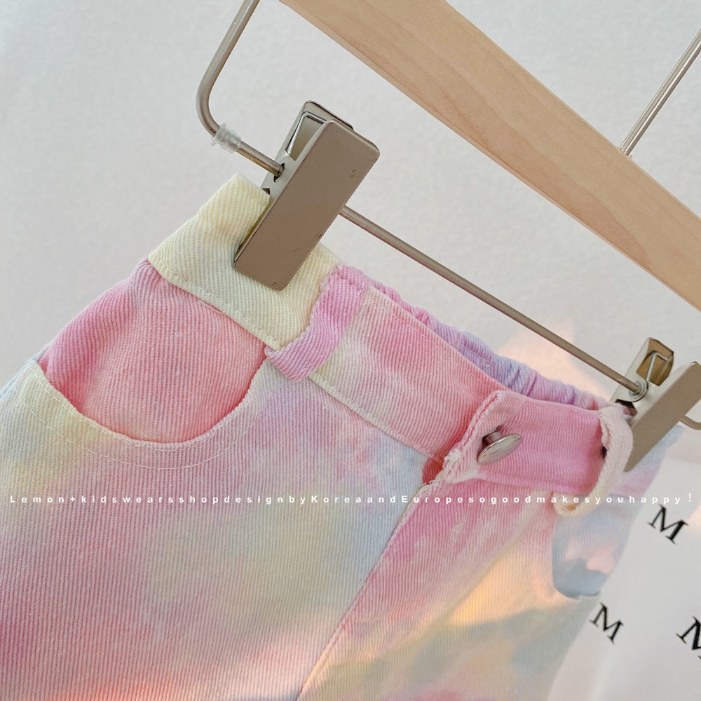 Hàng Mới Về Quần Short Denim Màu Nhuộm Phong Cách Hàn Quốc Thời Trang Mùa Hè Cho Bé Gái 5 Tuổi [Hàng Mới Về 50%