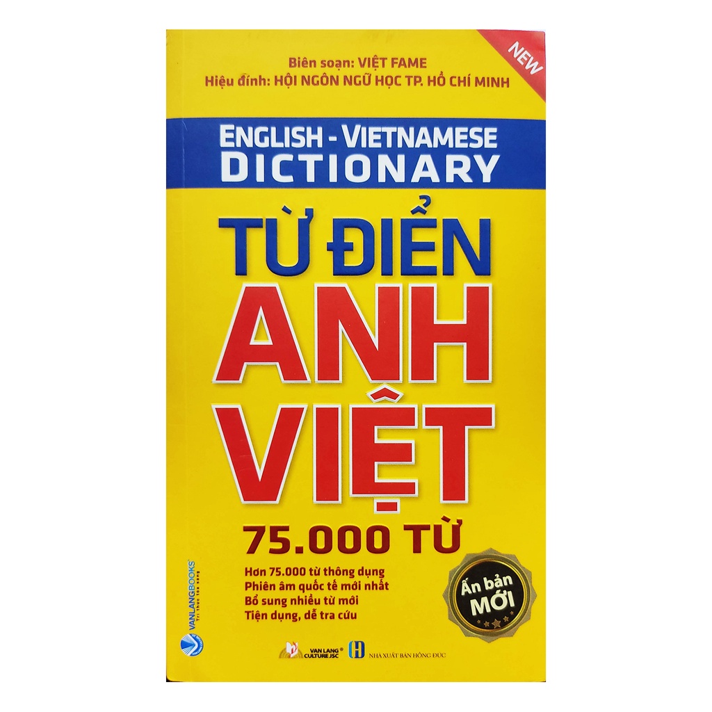 Sách - Từ Điển Anh Việt - 75000 Từ Ấn bản mới 70k