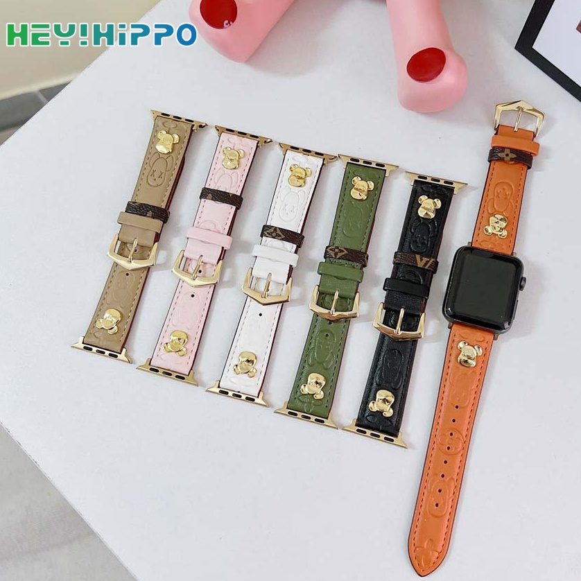 Dây Đeo Da Hình Gấu Thời Trang Cho Đồng Hồ Thông Minh apple watch series 7/6/5/SE 45/44/42/41/40/38m
