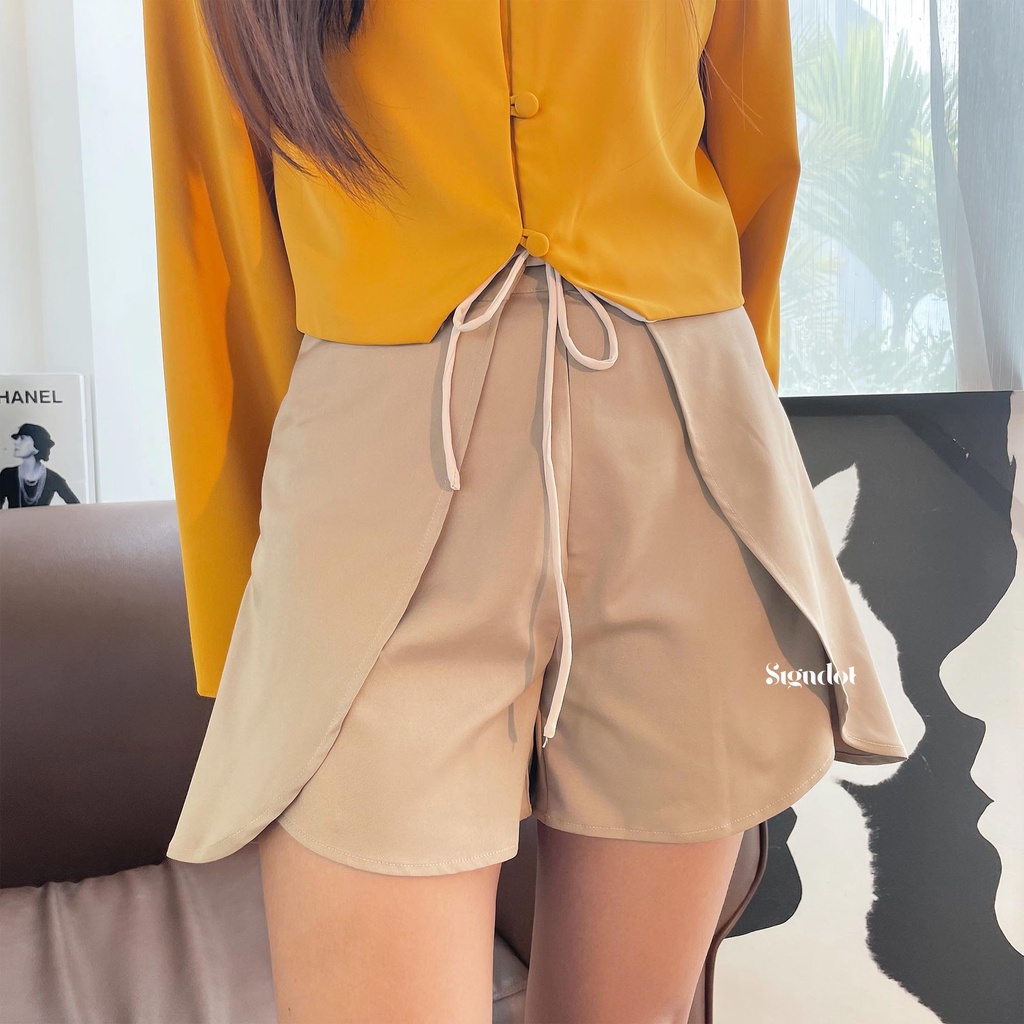 Quần short nữ xẻ tà cột nơ màu mint - Mint Bow Short