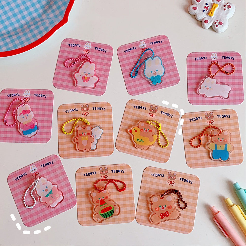 1 Móc Chìa Khóa Bằng Nhựa Acrylic Họa Tiết Hoạt Hình Nhiều Màu Dễ Thương