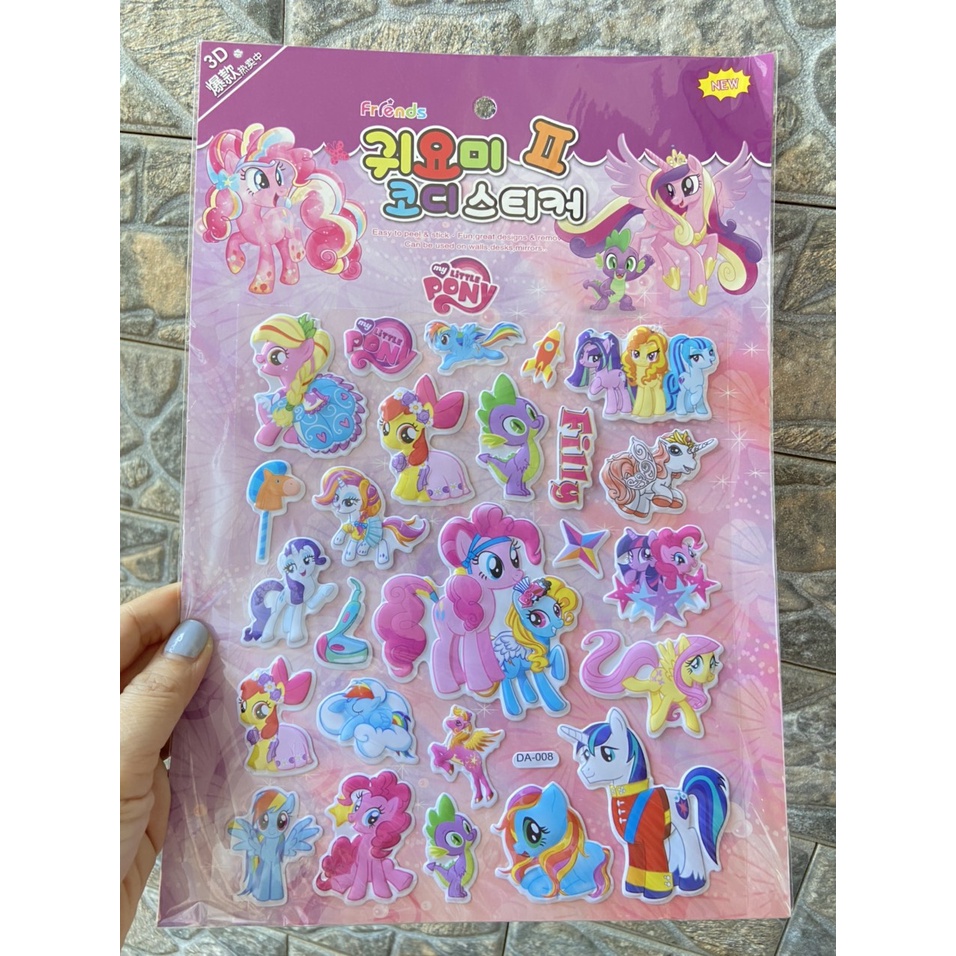 Sticker 3D nổi chống thấm hình công chúa, pony, heo pepa dán cho bé/ ảnh video thật tại chigiasi68