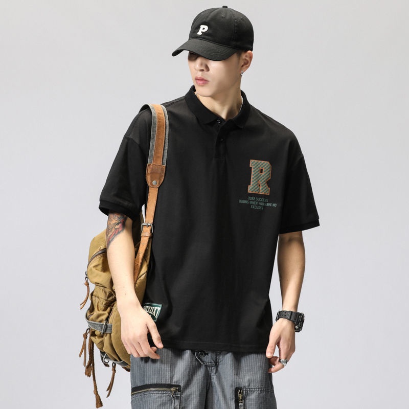 Áo Thun Polo Tay Ngắn Dáng Rộng Phong Cách Thời Trang Nhật Bản Cho Nam Giới