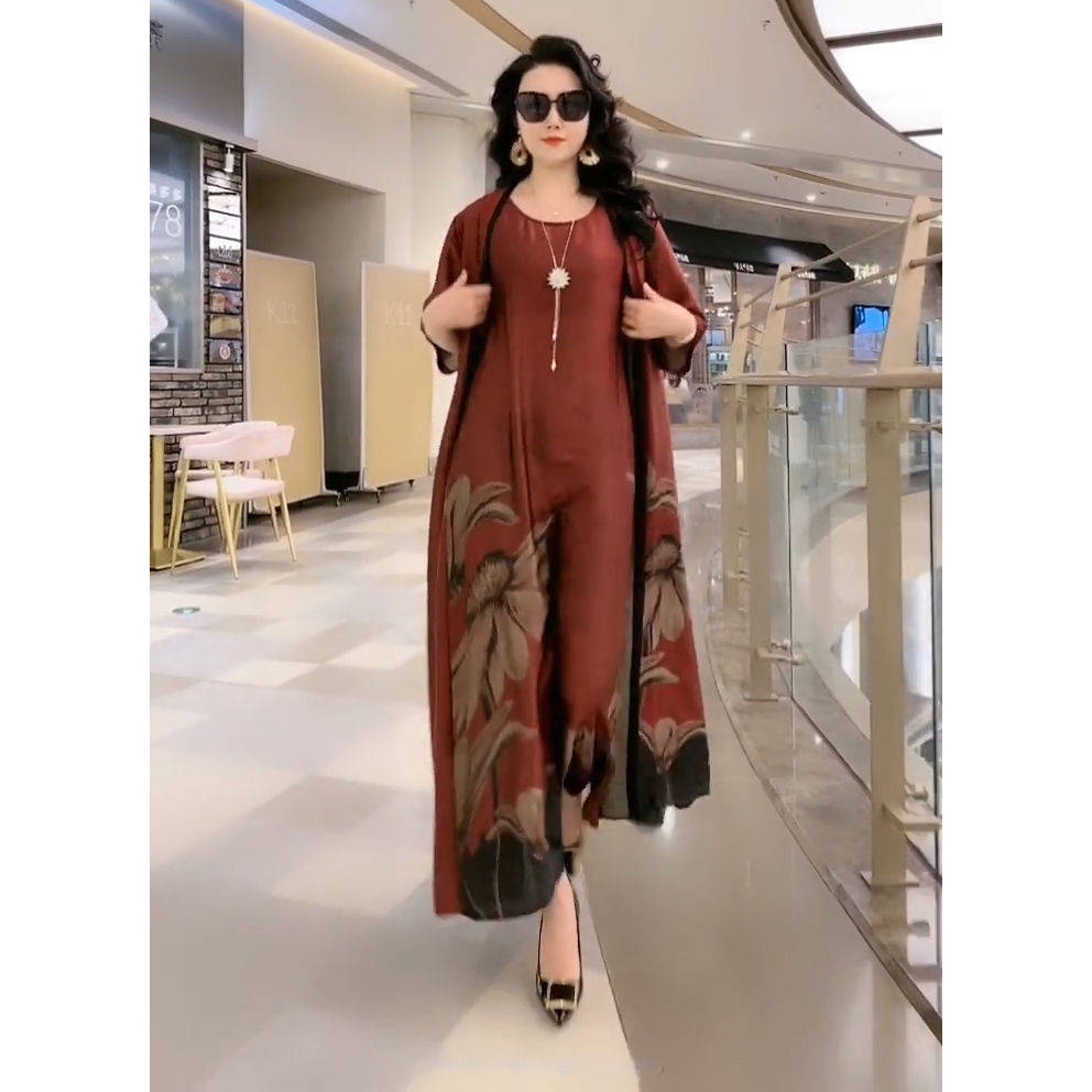 Bộ Trang Phục Hai Mảnh Gồm Áo Và Đầm Dáng Rộng Thời Trang Xuân Hè Dành Cho Nữ size Lớn 2021