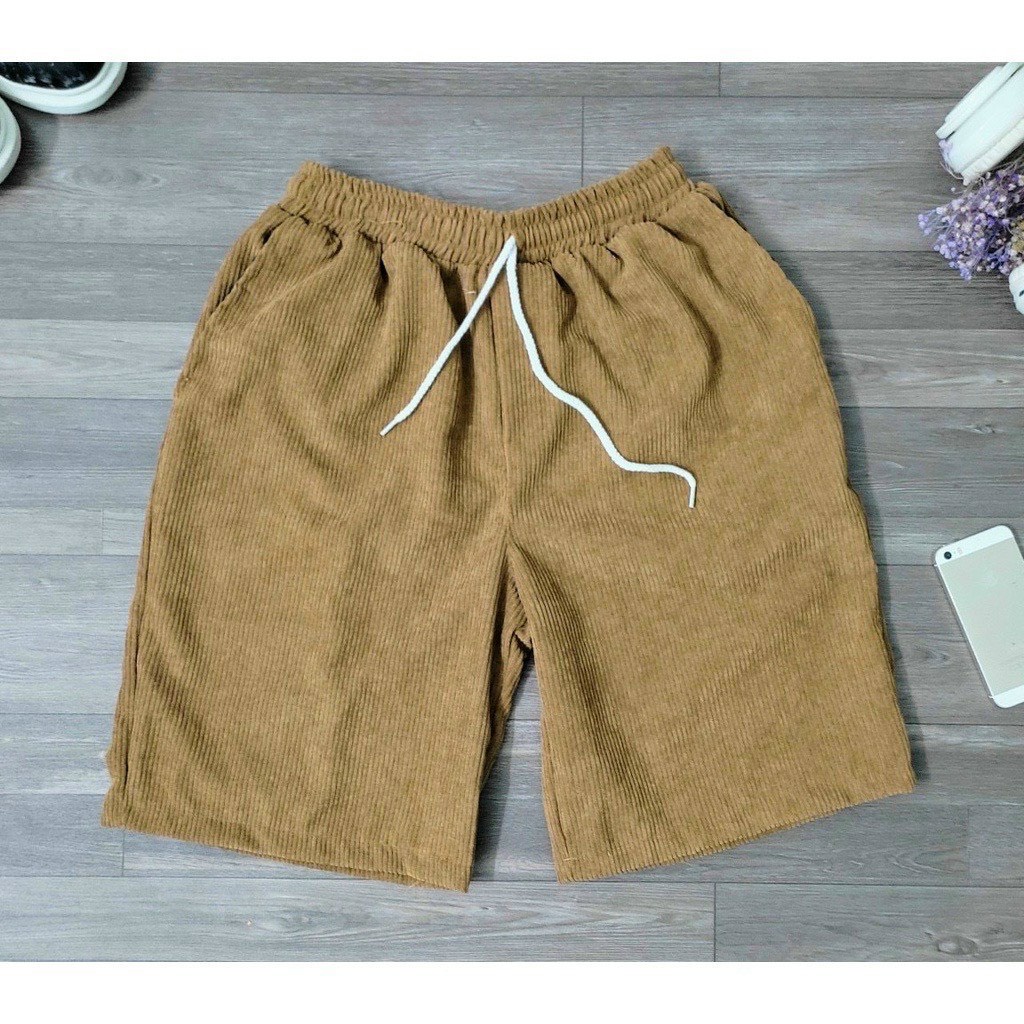 Quần Short Đùi Nhung Tăm Nam Nữ Form Basic Unisex Chất Mát Mẻ, Trẻ Trung