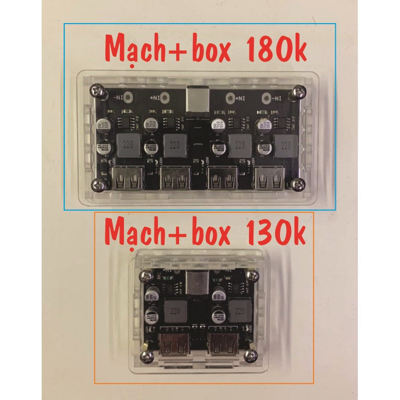 Mạch sạc dự phòng QC 3.0 sử dụng cho bình ắc quy, tặng box mica theo mạch tặng box mica theo mạch