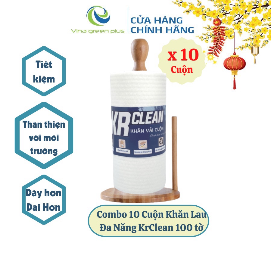 [SIÊU RẺ] COMBO gồm 10 cuộn giấy lau bếp KRClean Trắng loại 100 tơ`- Giấy lau đa năng- giấy lau bếp