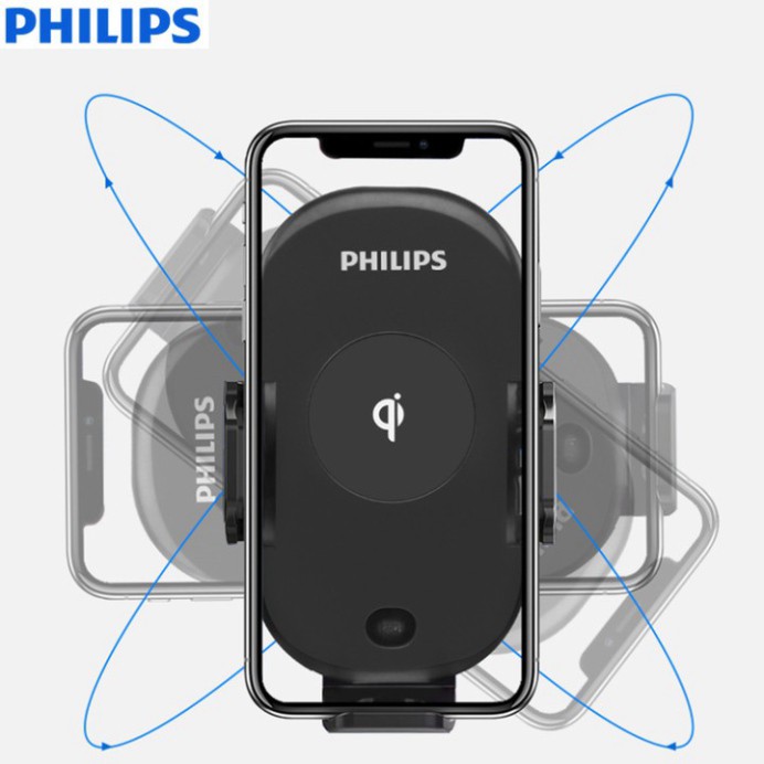 Sản phẩm Giá đỡ điện thoại kiêm sạc không dây cao cấp trên ô tô nhãn hiệu Philips DLK9411N công suất 10W - Bảo hành 12 t