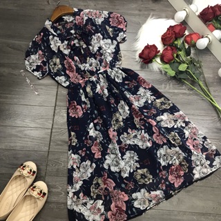 Váy hoa cổ nơ