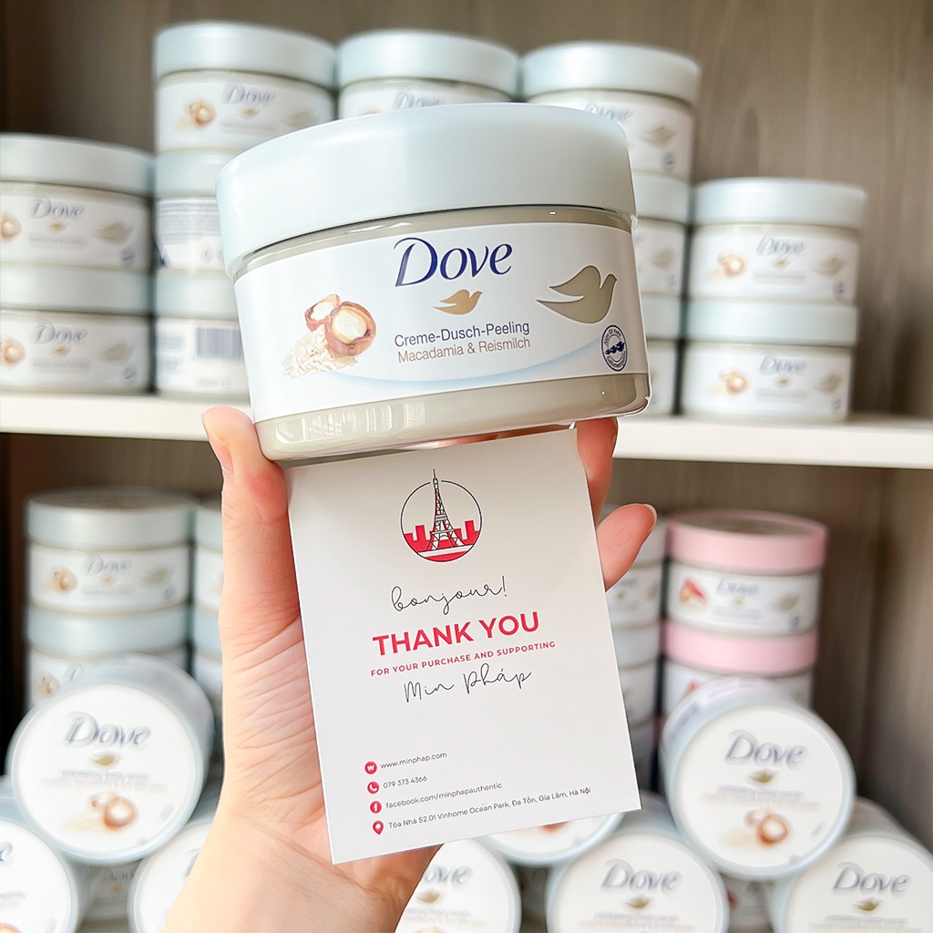 Tẩy Da Chết Dove Exfoliating Body Polish Mỹ, Đức 225ml Giúp Dưỡng Da, Trắng Mịn Màng Macca, Lựu