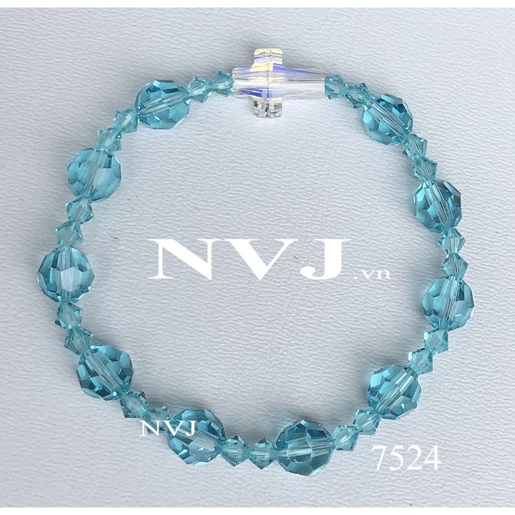 Vòng tay chuỗi mân côi pha lê Swarovski 10 hạt tròn 5000 8ly cao cấp chính hãng