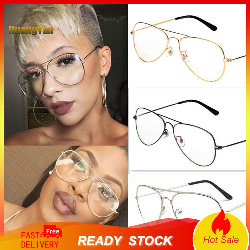 *YANJIN* Unisex Retro Big Round Metal Frame Clear Lens Glasses Eyeglasses Spectacles